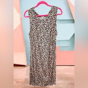 Love Fire Blush Pink & Black Leopard Print Knit Tshirt Dress Size XXL